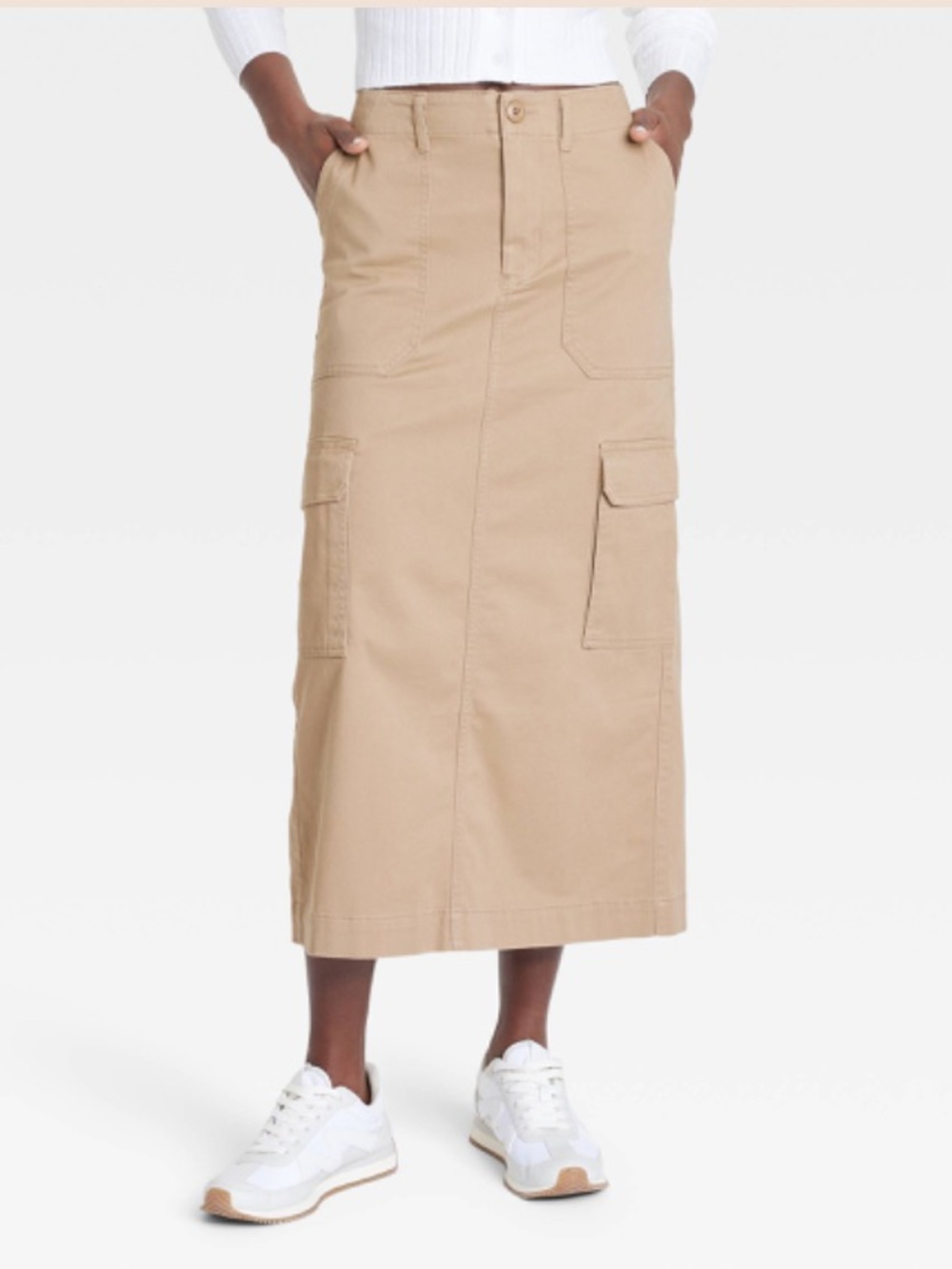 NWT Size 2 Universal Thread Tan Cargo Maxi Midi Skirt
